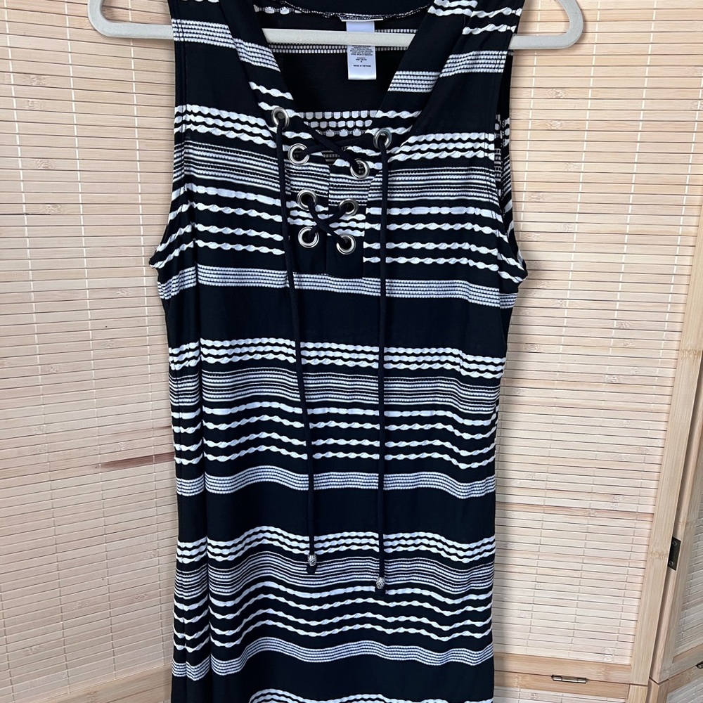 Dotti Black and White Striped Beach Dress